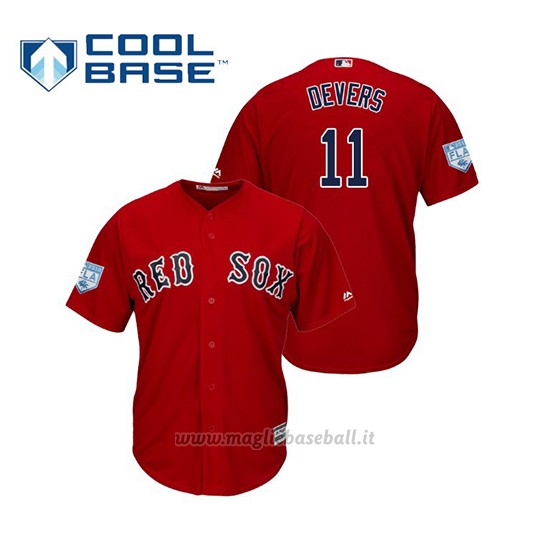 Maglia Baseball Uomo Boston Red Sox Rafael Devers Cool Base Entrenamiento De Primavera 2019 Rosso